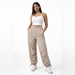 A New Day High Rise Taupe Utility Pants Women’s Size 12 Drawcord Ankle